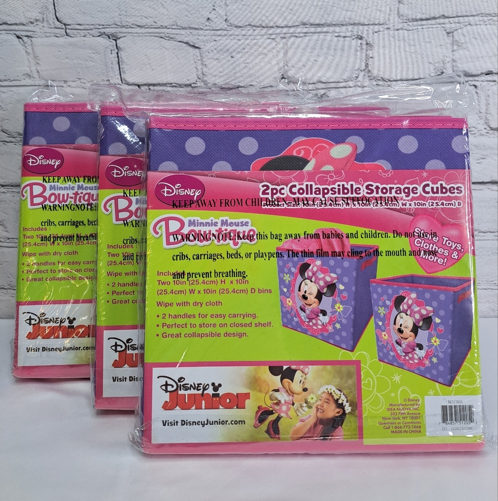 'DISNEY' STORAGE CUBE UNIT MINNIE MOUSE "BOWTIQUE" FOLDING 6-PIECE SET - Picture 7 of 16